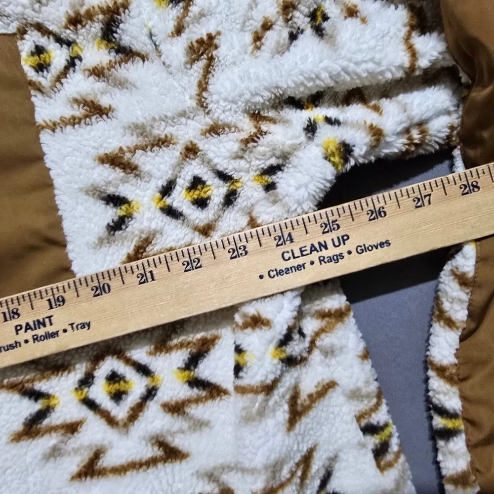 Hurley Sherpa Fleece Jacket Mens XL White Brown Southwestern Full Zip HFA22SMJ